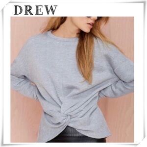 DREW Twisted Front Fleece Long sleeve Shirt Top in Light Gray Size XS TJ12112/H